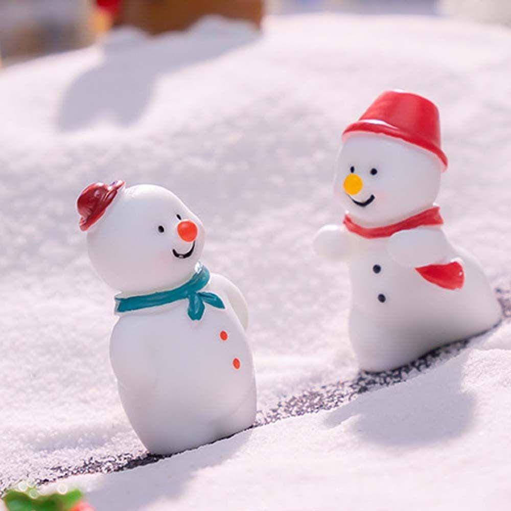 Cartoon Christmas Snowman Figurine Cute Mini Snowman Statue Resin Crafts DIY Snowball Battle Snowman Ornaments