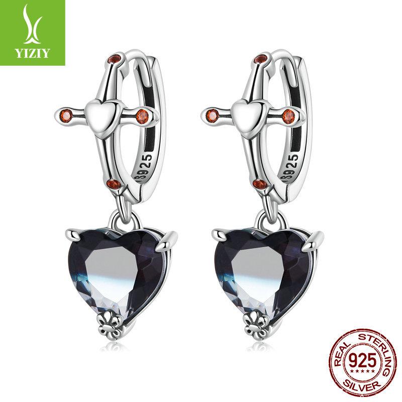 Set Cercei Inel Craniu Halloween, Vânt Întunecat Argint 925 Dragoste Lună Bijuterii