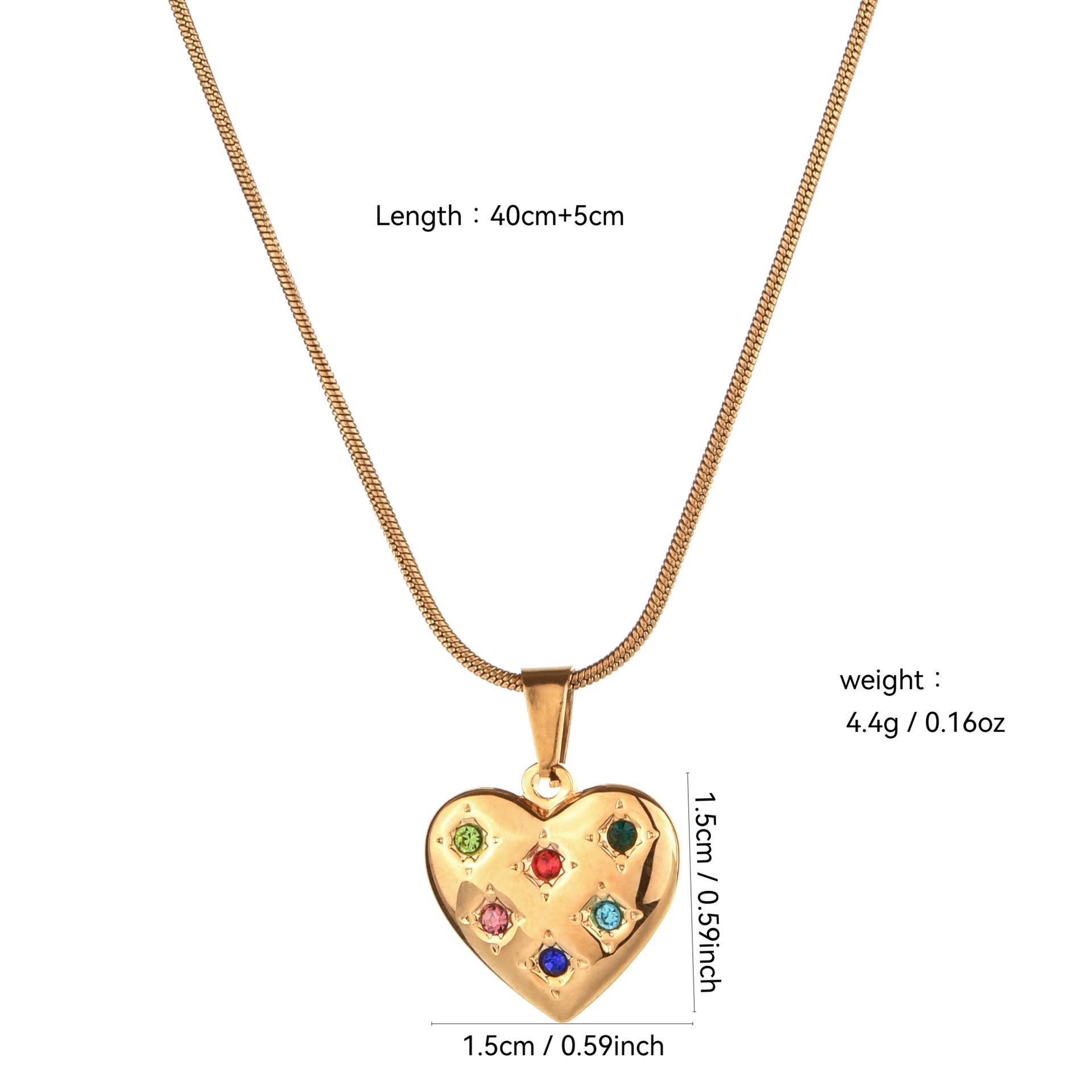 Heart-shaped Inlaid Shell Stainless Steel Pendant Necklace - European & American Style, Personalized Clavicle Chain.