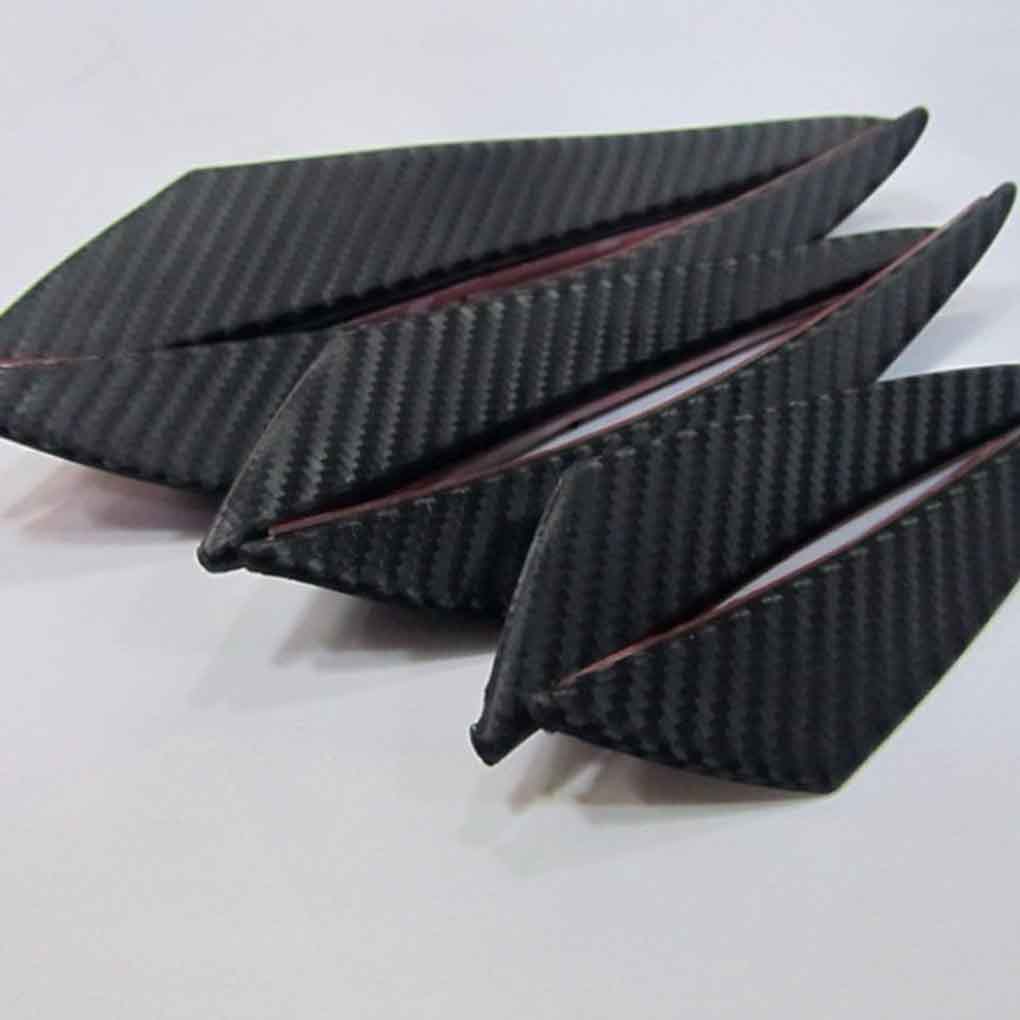 6 Pieces PU Car Front Bumper Lip Decorative Stylish Self-adhesive Carbon Fiber Grain Splitter Part Accessories