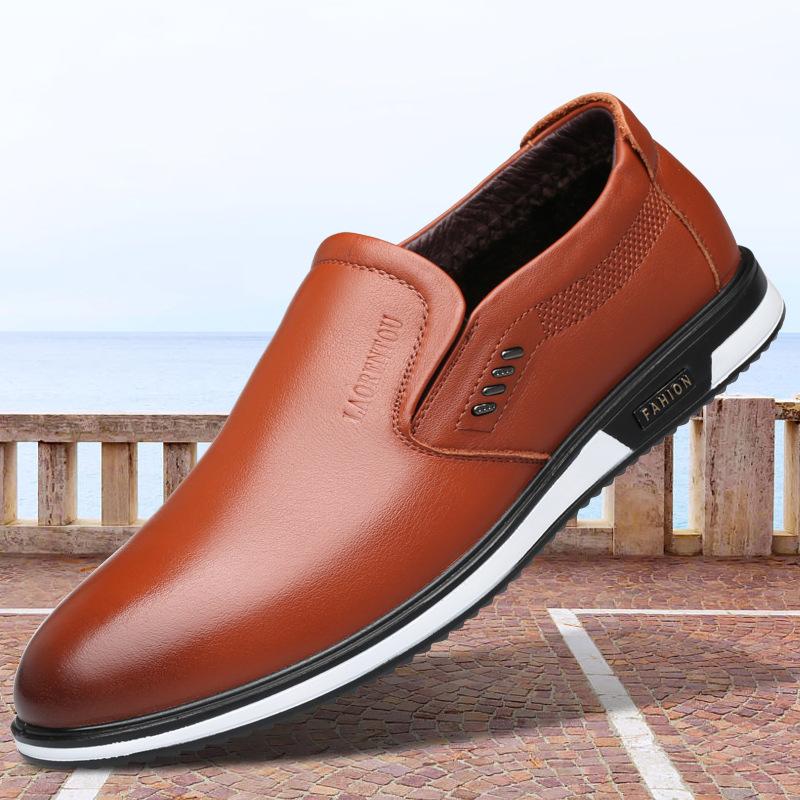 Old man's head autumn and winter velvet men's shoes Doudou breathable men's white casual shoes soft leather white shoes 95068