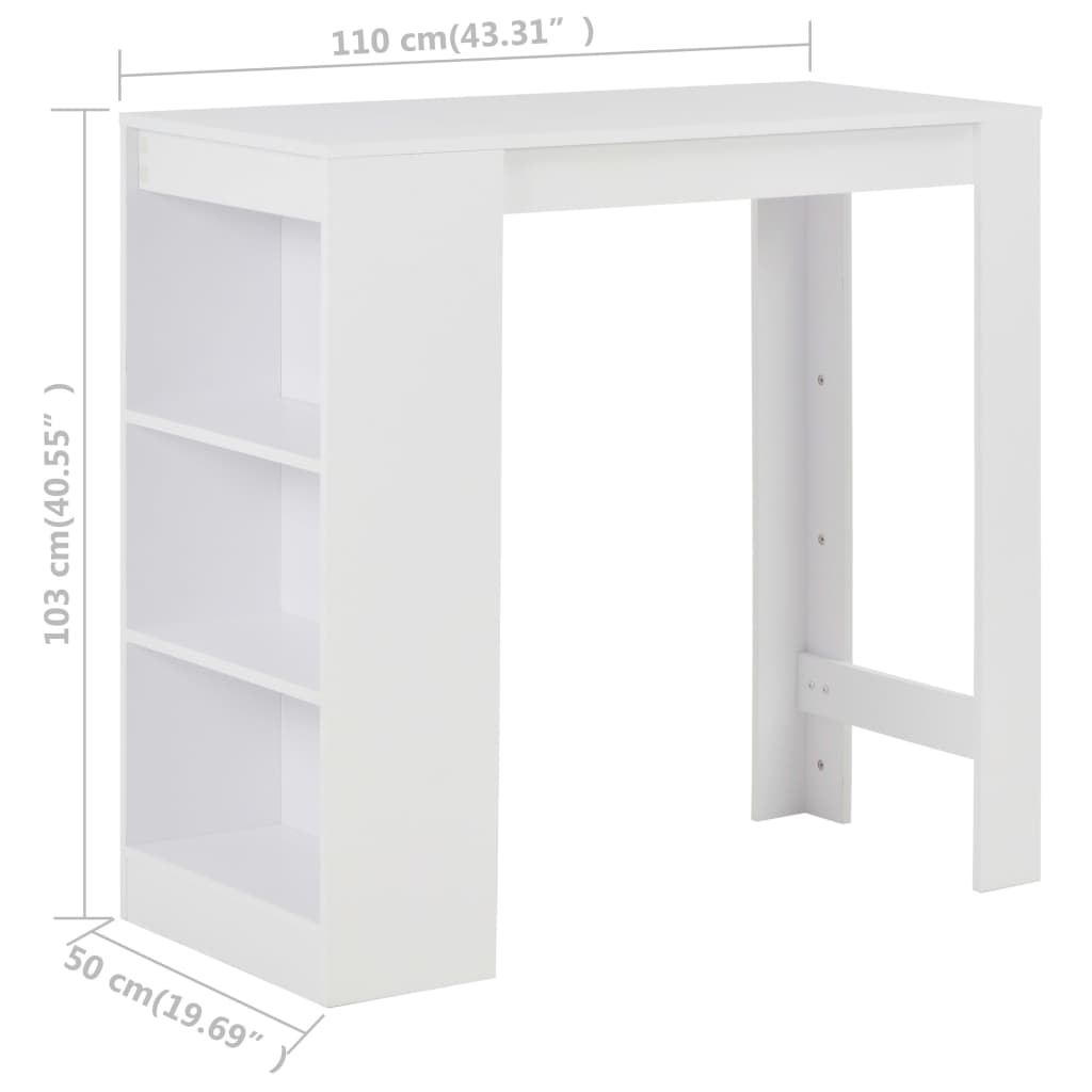 Standing Table with Shelf White 110 x 50 x 103 cm