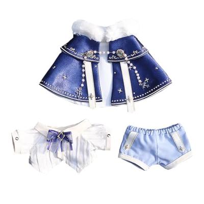 Niannyyhouse Plush Clothes 10cm 20cm Blue Cape Suit with Shirt and Pants Doll Dress-up Outfit (20cm)