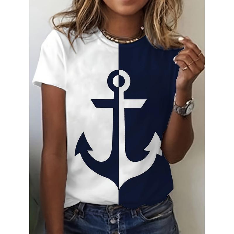 Summer Harajuku Inverted Hook Printed Women's Commuting Elegant Short Sleeves T-Shirts Women’s