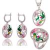 Regalo dei gioielli dell'anello della collana degli orecchini pendenti ovali del strass del fiore dello smalto della signora