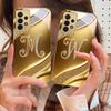 Gorgeous Letters "M W" For Samsung A73 A72 A71 A42 A56 A55 A54 A53 A52s A52 A51 A36 A35 A34 A33 A32 A16 Golden Glass Phone Case