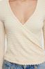 Women's Fashion Dark Beige Premium Textured Fabric Double Breasted Neck Regular Normal Fit Crop Knitted Blouse