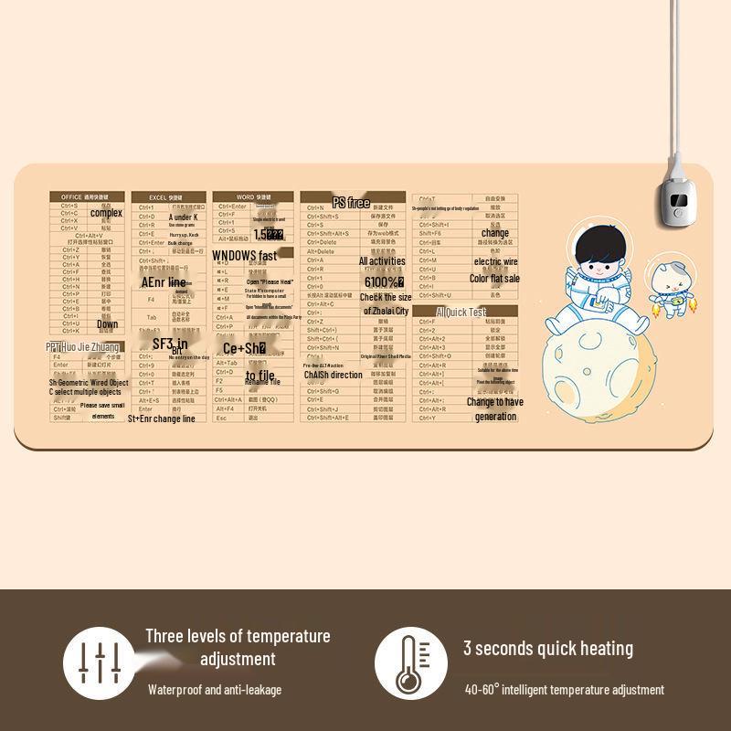 Large Heated Cartoon Desk Pad – Thick, Constant Temperature Mouse Pad for Home & Office