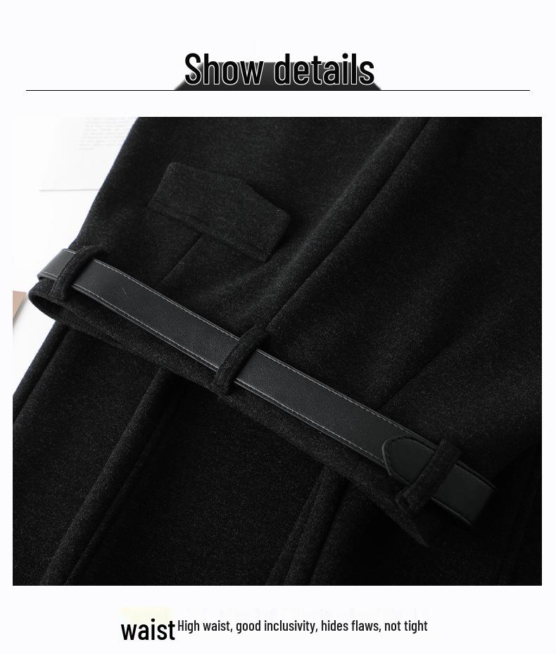 Women's Off-White Velvet Woolen High-Waist Slimming Wide-Leg Pants - Autumn/Winter 2025 Collection