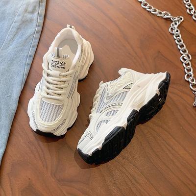 Dad Shoes Women's New Spring and Autumn Breathable Mesh Single Shoes Thick-soled Fried Street Light Running Casual Sports Shoes