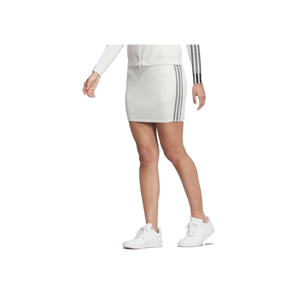 Adidas Solid Color Mid Rise Golf Knit Casual Skirt Women Skirts White IA2790