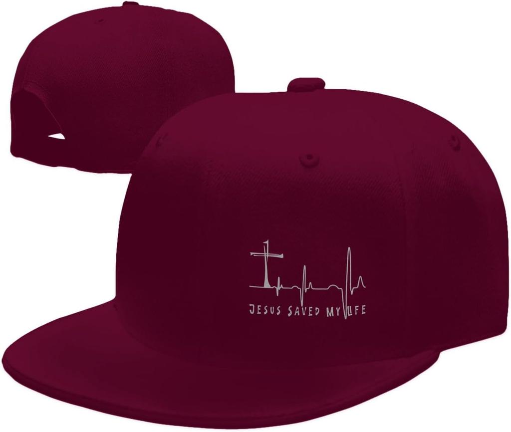 Jesus Saved My Life Cross Heartbeat Snapback Cap Christian Baseball Hat Casual Adjustable