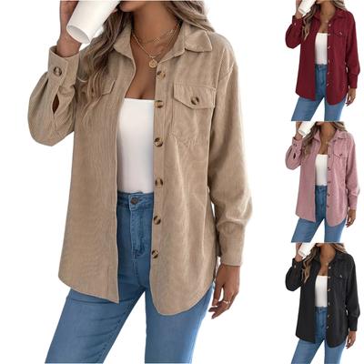 Women's Fashion Solid Color Lapel Single Breasted Long Sleeved Shirt Jacket