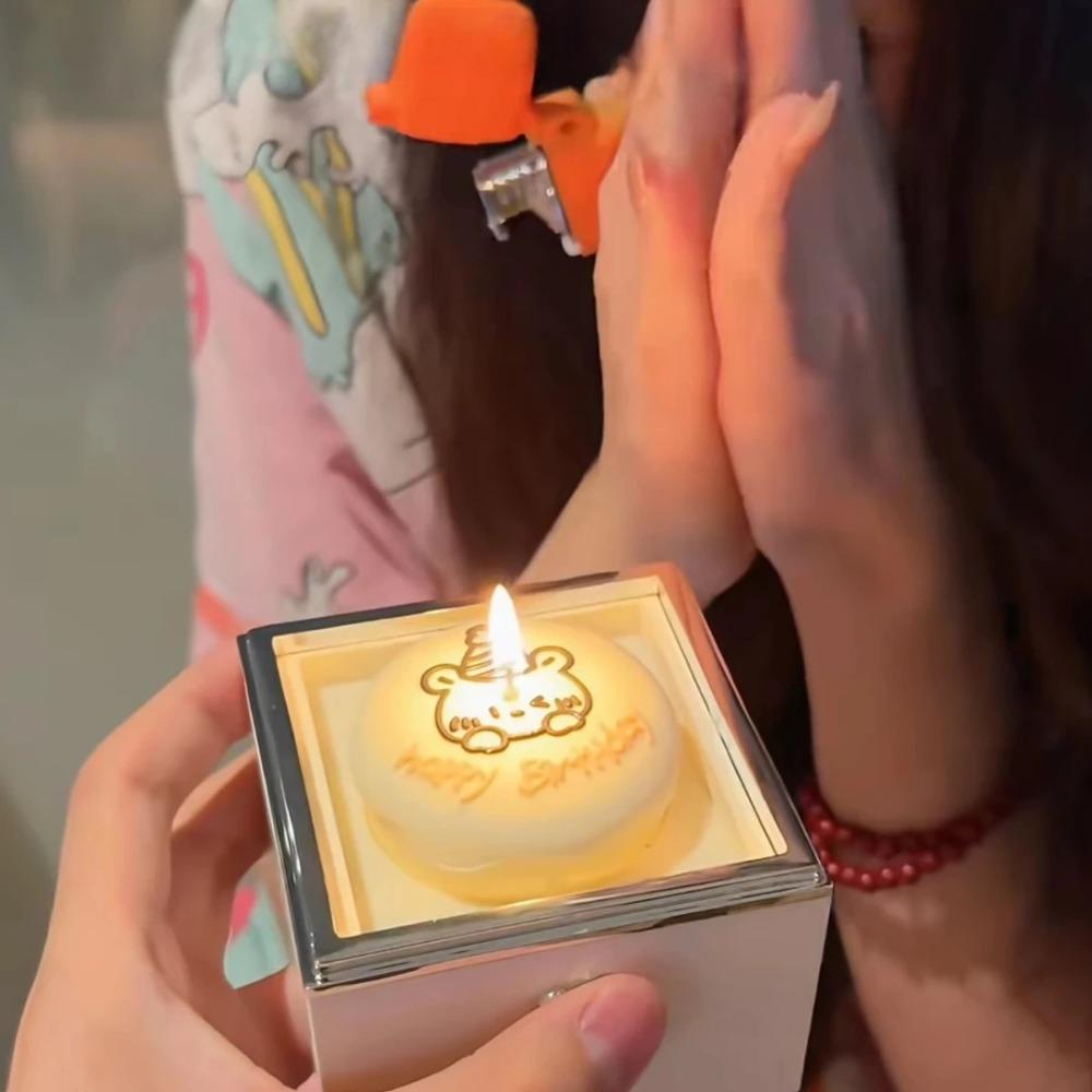 Automatic Flip Bear Flip Ring Boxs Spinning Design Mini Cake Surprise Rotating Box Anniversary