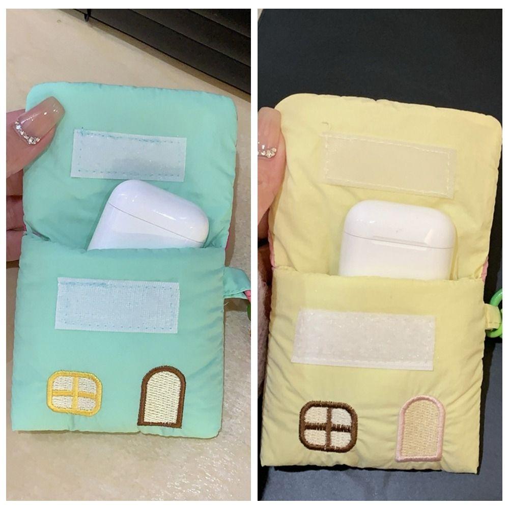 Storage Bag Cotton Filling Earphone Bag Cartoon House Coin Pouch Keychain  Small Item Storage