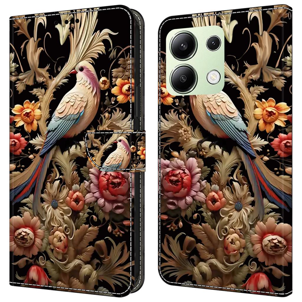 For Xiaomi Redmi Note 13 4G Leather Case Printed Pattern Wallet Stand Phone Cover