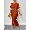 Women's early autumn new satin dress European and American ball dress satin waist dress