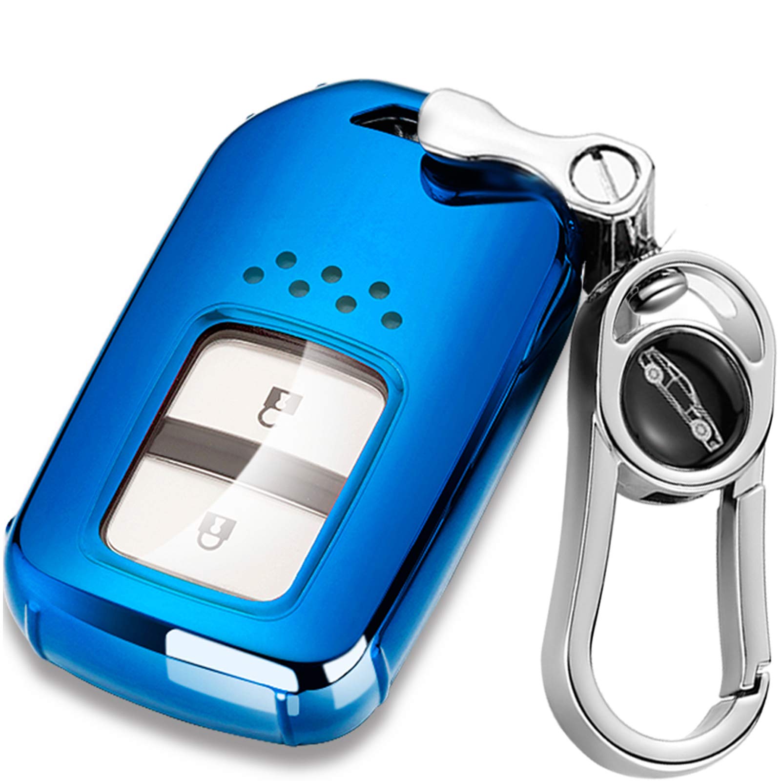 

Чехол для смарт-ключа для Honda с кнопками бесключевого доступа для Honda Civic Accord Fit Pilot. Изготовлен из высококачественного ТПУ, водонепроницаемый и модный держатель для смарт-ключа. синий