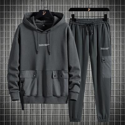 Plusstorlek 8XL Vår- och höst huvtröja kostym Herrpullover Mode Verktygsjacka Leggings Student Sportkostym