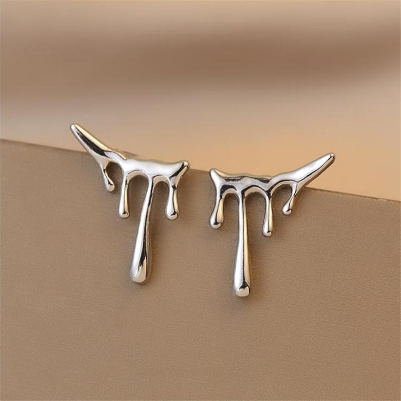 Silver Alloy Trendy Womens Asymmetric Earrings Geometric Design Fashion