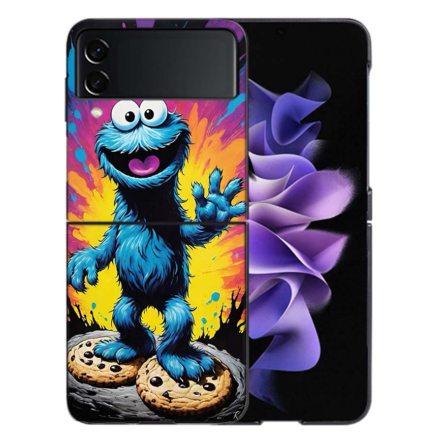 Funny Cookie M-Monster Phone Case For Samsung Z Flip 6 7 5G Galaxy Z Flip 5 4 3 5G Cases Shockproof Hard Cover TPU