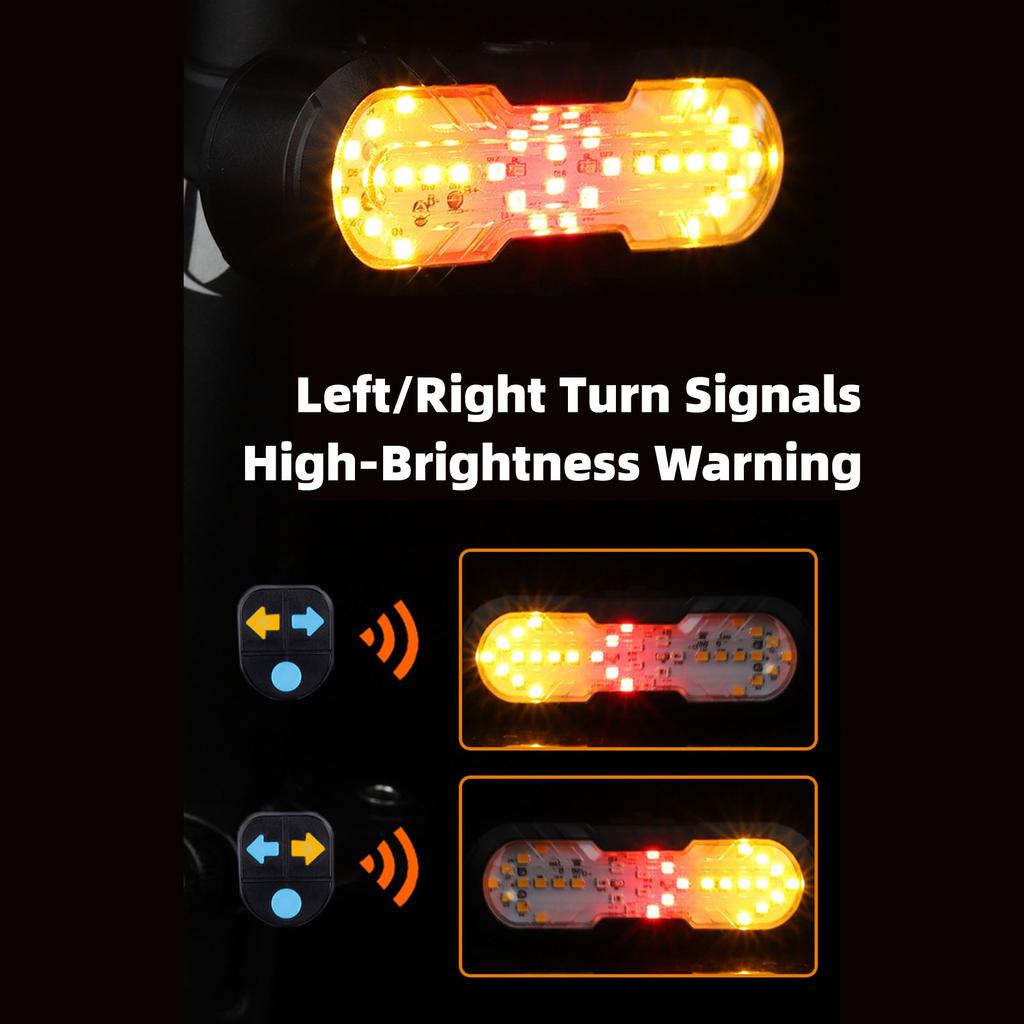 Bike Tail Light with Turn Signals Horn Prompt Sound Type C Charging Wireless Remote Control Bicycle Rear Light for Night Riding