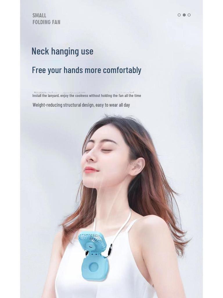 USB Rechargeable Mini Neck Hanging Foldable Fan: Portable, Handheld, Desktop, for Office & Outdoor Use