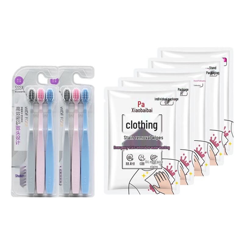 

SOKY Gum Care Toothbrush & Liby Stain Remover Wipes Bundle