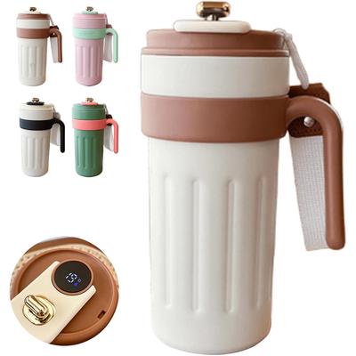 Coffee Cup with Temperature Display,Led Temperature Display Coffee Mug Stainless Steel Thermos,Intelligent Coffee Cup with Lid