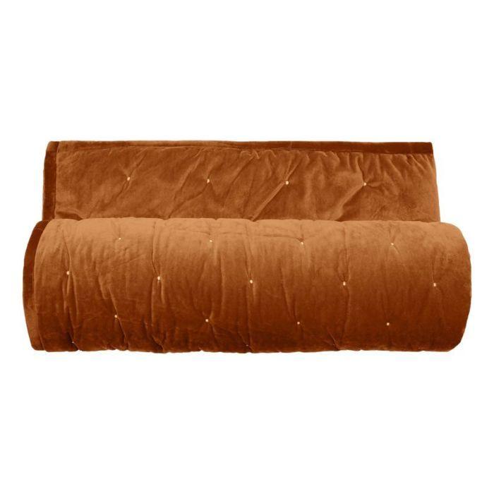 Quilted Velvet Bedspread with "Gipsy" Stitching, All Sizes, Vent Du Sud - Gipsy Camel - 220 X 240 Cm for Double Bed