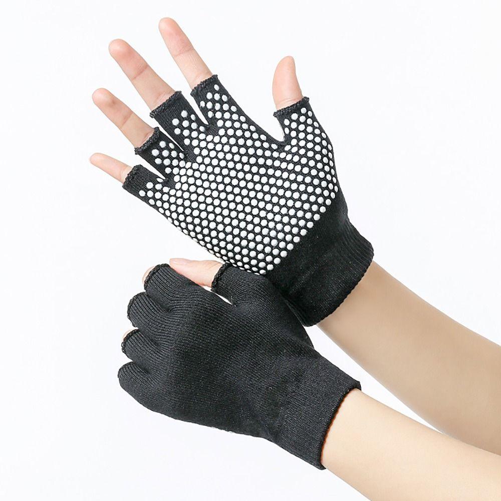1Pair Warm Half-finger Gloves Indoor Dance Fitness Training Open-fingered Gloves New Yoga Gloves