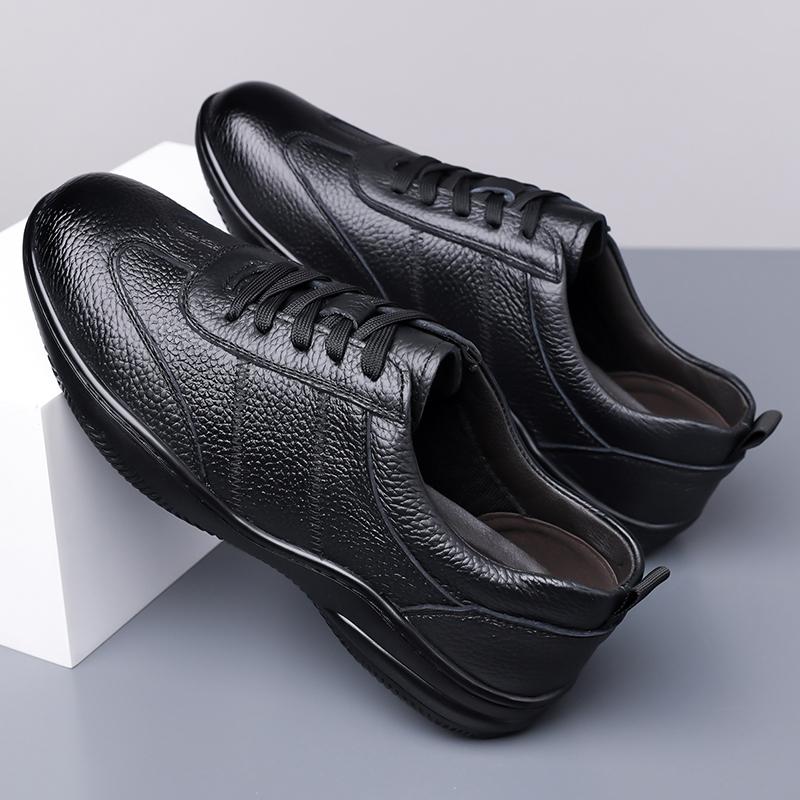 Fashion Men Business Office Luxury Brand Genuine Leather Casual Oxford Shoes Comfort Thick Soled Outdoor Non-slip Jogging Sneakers Shoes
