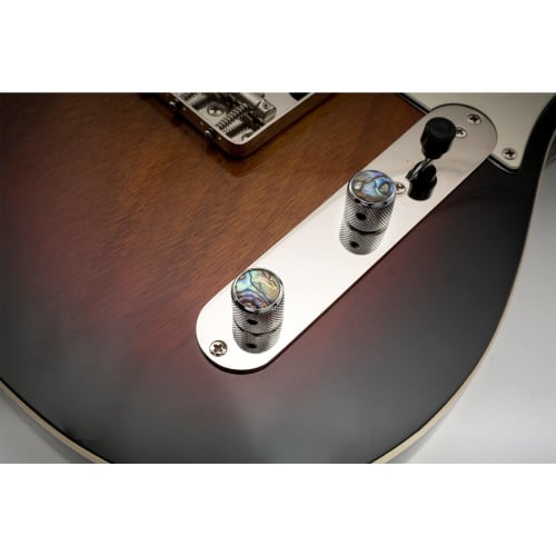 Musiclily Pro 1/4" Steel Abalone Dome Knobs, Side-Threaded, Universal Fitting for Electric Guitar/Bass, Chrome (Set of 2)