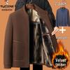 Woodpecker Dad Winter Fleece-Lined Wool Coat for Middle-Aged and Elderly Men, Warm and Thickened, Sizes for 50s to 60s.