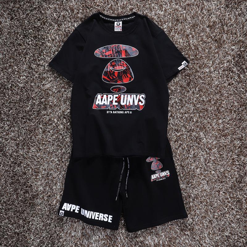 

Повседневный мужской и женский комплект из двух предметов Ape Head - Шорты до колена свободного кроя и футболка с коротким рукавом Large чёрный