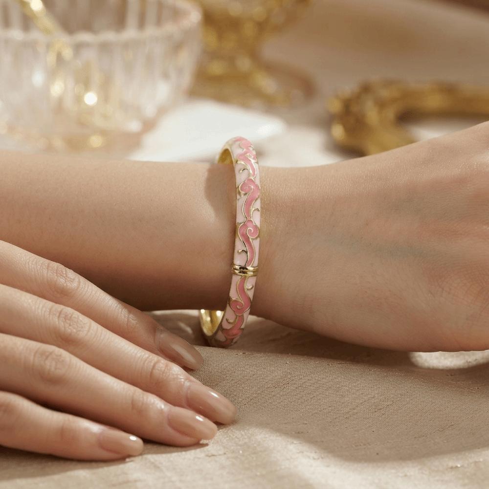 Lightweight Metal Cloisonne Lucky Bangle Colorful Glazed Ethnic Pattern Cuff Tourist Attractions