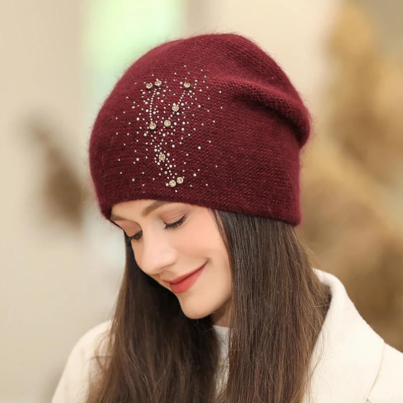 Warm Hat Women's Knitted Wool Hat Ear Protection Warm Winter Windproof Fashion Pullover Hat