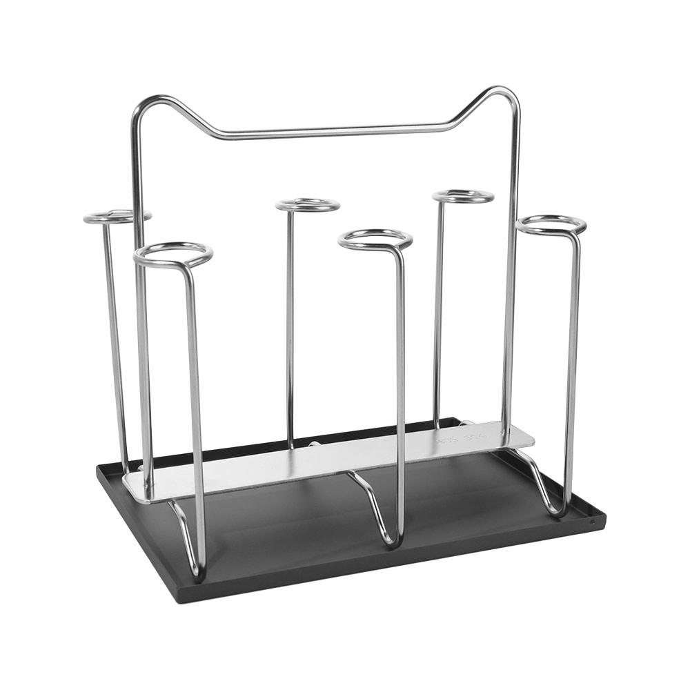 Stainless Steel Cup Drying Rack Upside-Down Saving Space Glass Cup Storage Rack with Handle Large Capacity