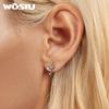 WOSTU 925 Sterling Silver Vintage Snake Ear Cuffs Ear Clip Earrings Shiny CZ Animal Ear Studs Party Wedding Jewelry Punk Gift
