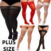 Plus Big Size Oversized Women'S Lace Silk Stockings Black Red Sexy Over Knee Thigh High Sheer Christmas Long Socks Anti-Slip 3Xl