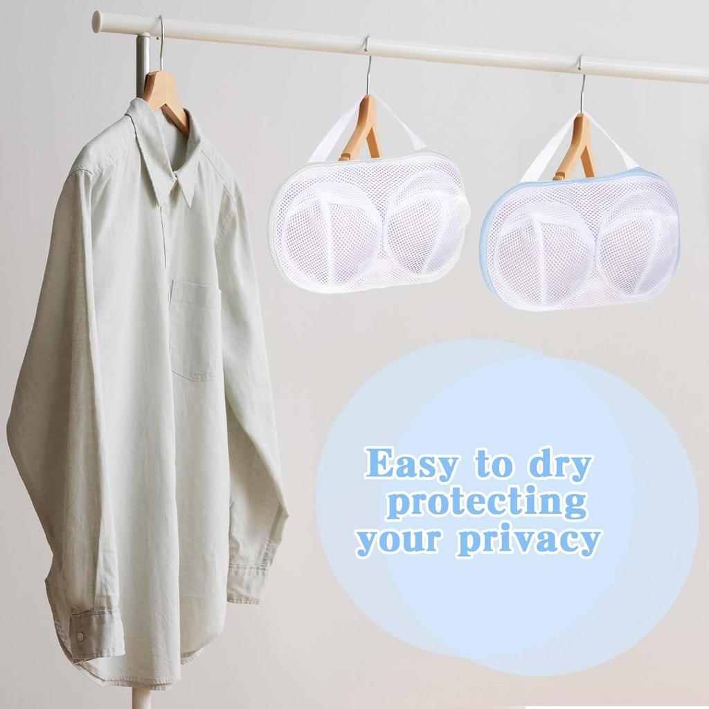 2 Pack Bra Laundry Bags for Washing Machine Lingerie Wash Dryer Bag Non-Deform 3D Protective Bracket Case with Handle and Zipper for Women Laundry