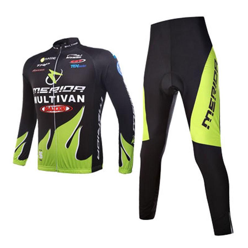 Mens Cycling Jersey Shorts Set Long Sleeve Quick Dry Breathable Mountain Road Bike Apparel