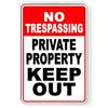 2D Flat, No Trespassing Private Keep Out Sign - Durable Metal 8x12 Inch, Vintage Style Wall Hanging Decor for Home