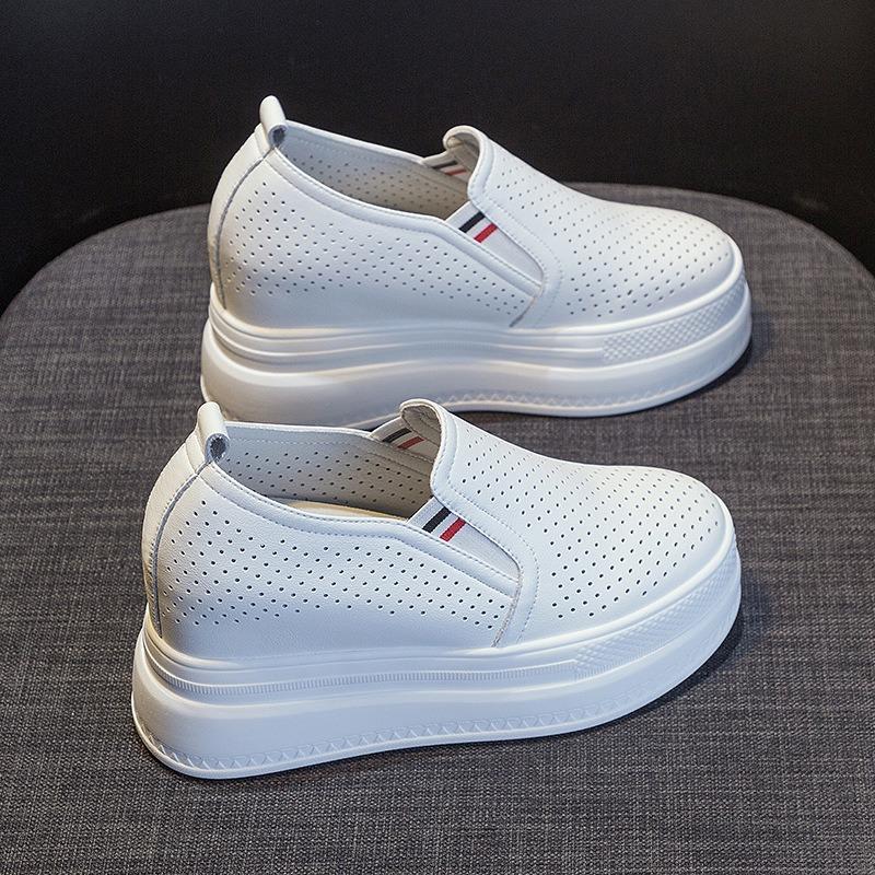 Spring and summer little white women's shoes women's shoes new hole shoes muffin thick sole inner height increase breathable casual shoes