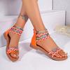2025 New Summer Sandals Bohemian Ethnic Style Round Head Weaving Fashion Outer Wear Flat Large Size Women's Sandals