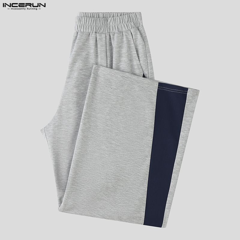 INCERUN Two Pieces Men Short Sleeve Splicing Hooded T-shirts Long Pants Sets