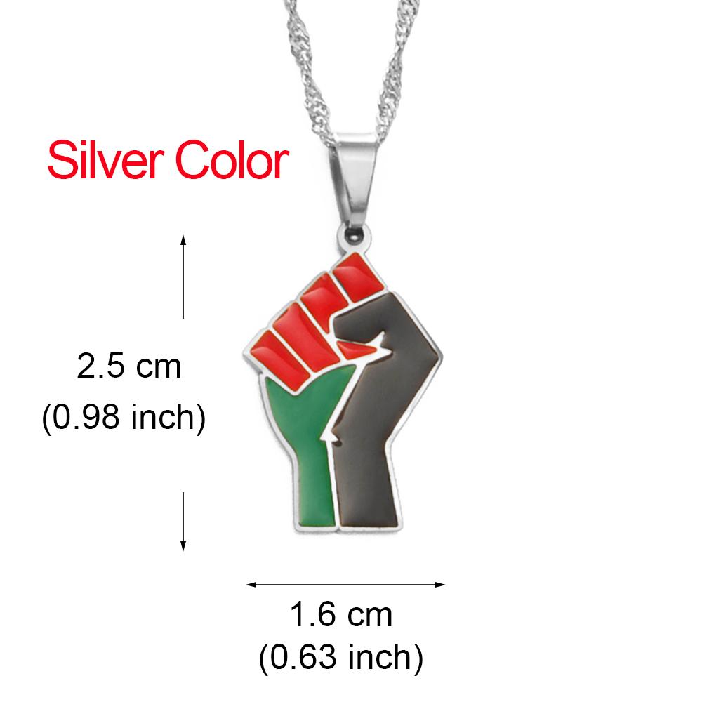 Anniyo African Fist Symbol Pendant Necklaces Stainless Steel Jewelry for Women Girls Africa Cultural Chain @231521 45cm or 17.7 Inches