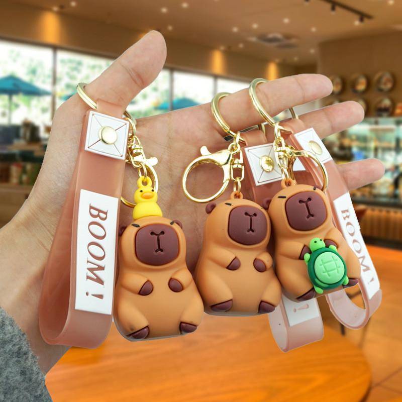 Adorable Cartoon Capybara Turtle Duck Keychain Cute Car Bag Key Accessory Gift