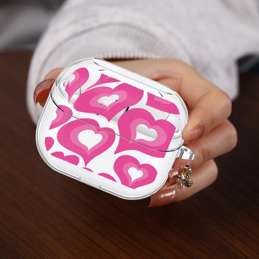 Clear Earphone Cases Cover With Hook Case For Samsung Galaxy Buds 3 FE 2 4 Pro 2Pro 3Pro 4Pro Live Cute INS Pink Love Heart