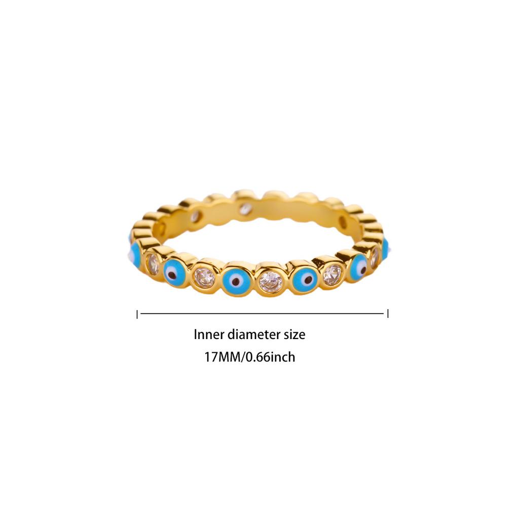 Popular Jewelry Open Ring Women's Micro Inlaid White Zircon Color Dripping Oil Creative Devil's Eye Ring